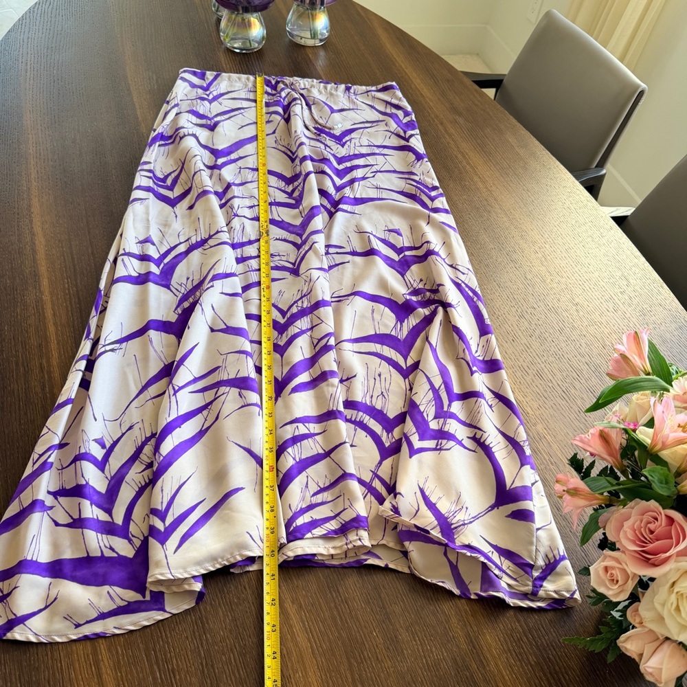 Stylish Purple and Cream Midi Skirt